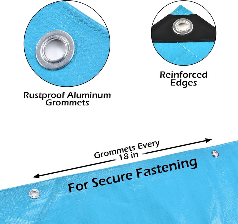 Teal Elite Tarps Heavy Duty Waterproof 8x10-12 mil Thick Camping Tent - Blue Tarp 8x10 UV Resistant, Rip & Tear Proof with Metal Grommets – Multipurpose Use for Camping, Tent, Boat, RV, Car, & Pool Cover - Image 3